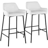 Daniella 30" Bar Stool in White Leatherette & Black Metal (Set of 2)